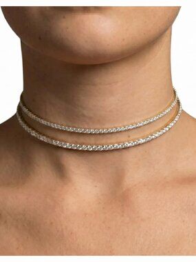Diamond Line Choker 14K (18K Custom) Yellow Gold Necklace